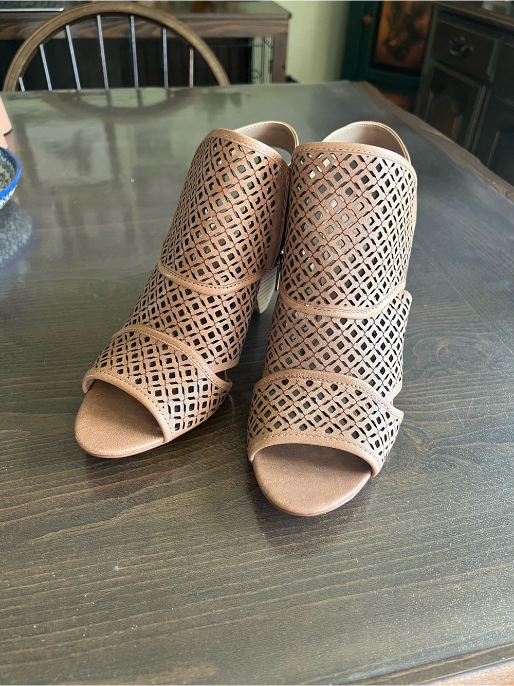 Vince Camuto Laser-Cut Open-Toe Heeled Sandals (VC-Ekanya)